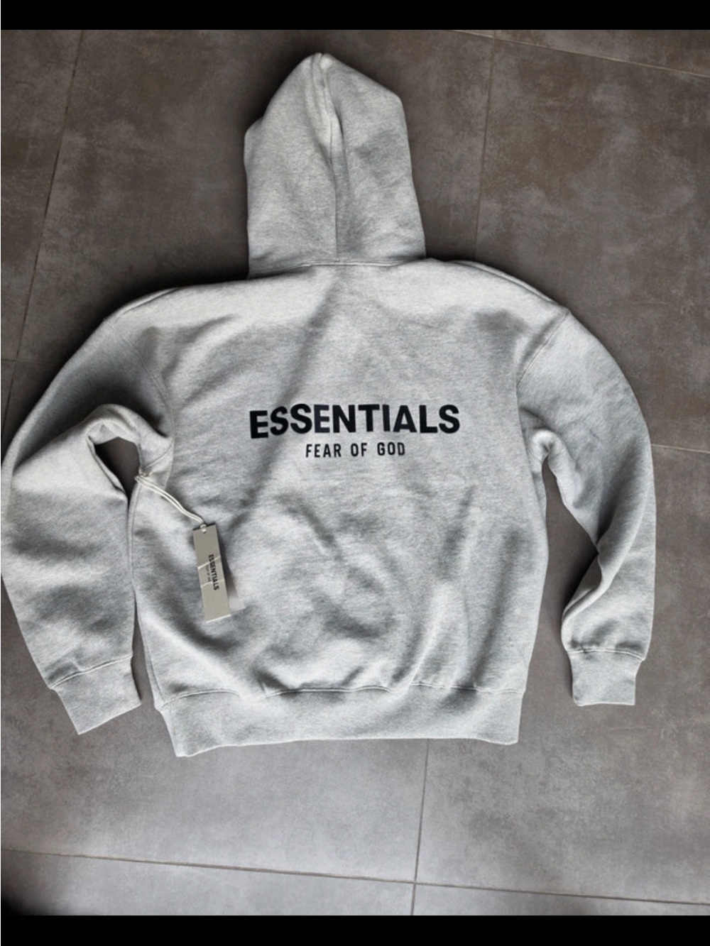 Essentials Men’s Gray Pullover Hoodie with Chest Logo - Picture 3 of 3